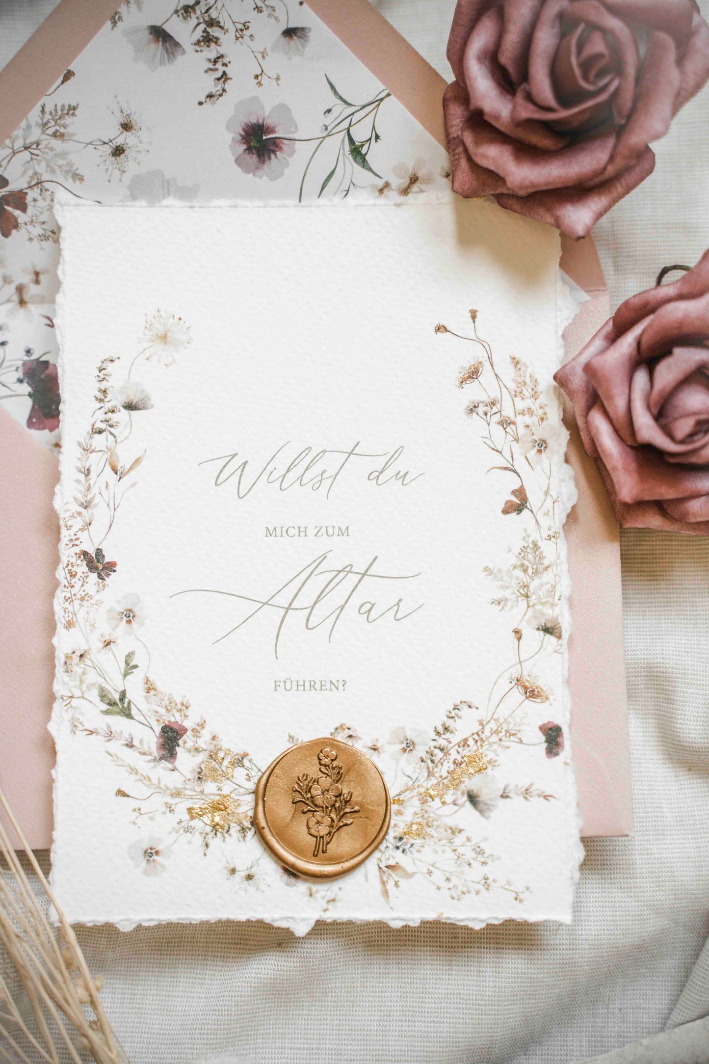 Innenfutter / Inlay für Briefumschläge mit Blumen 'Blooming Cottage' zur Hochzeit