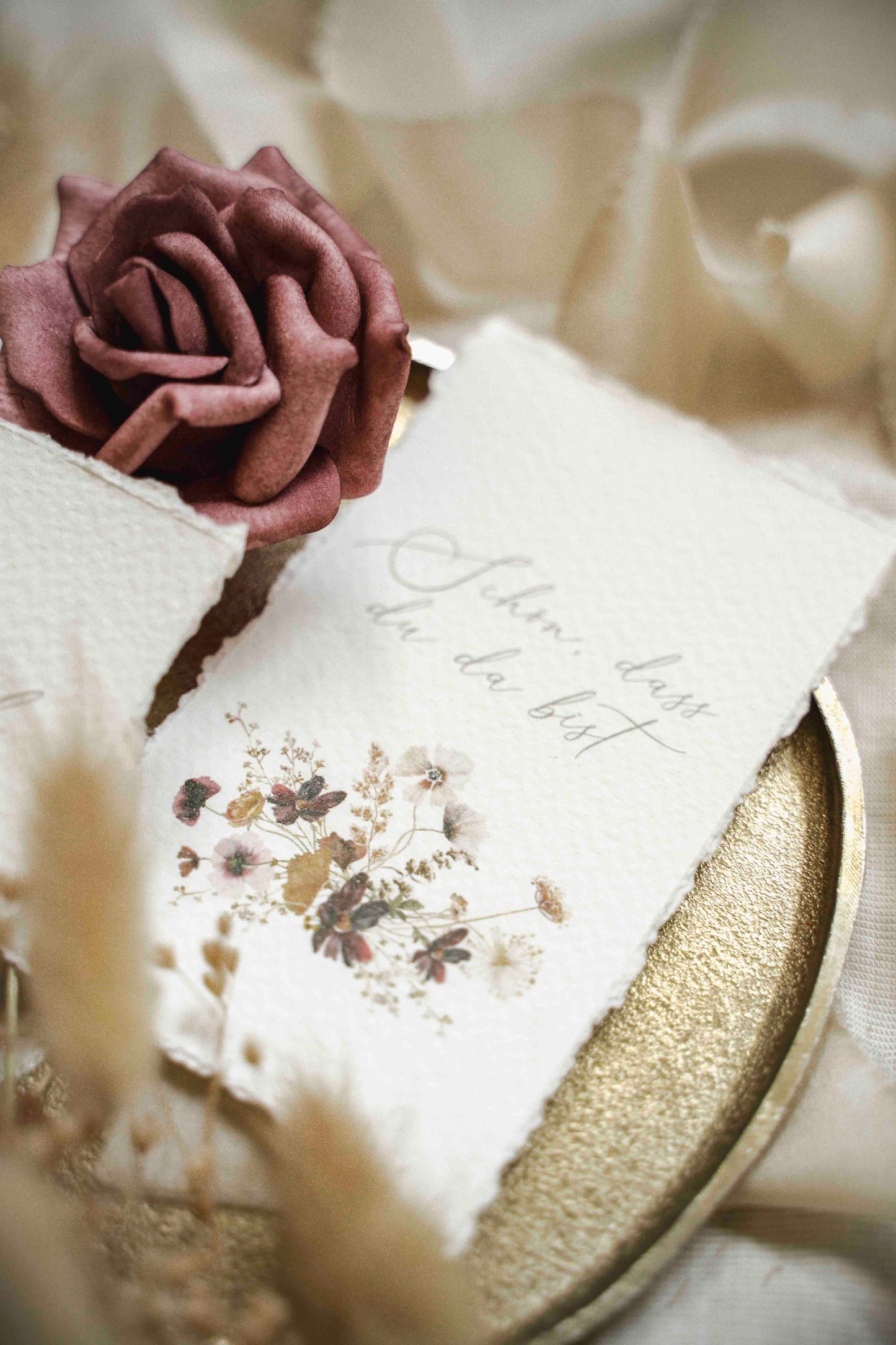 Schön dass du da bist Karte aus der Kollektion "Blooming Cottage" / Gastgeschenkkarte