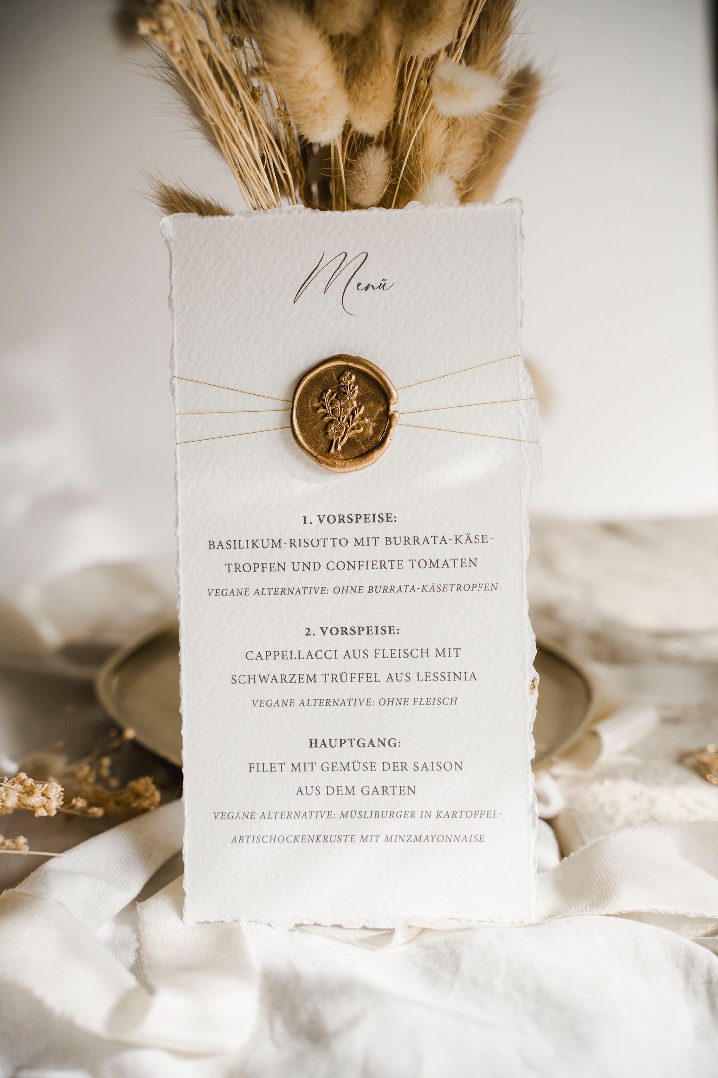 Menü- / Getränkekarte "Garda" mit Siegel und Schnur