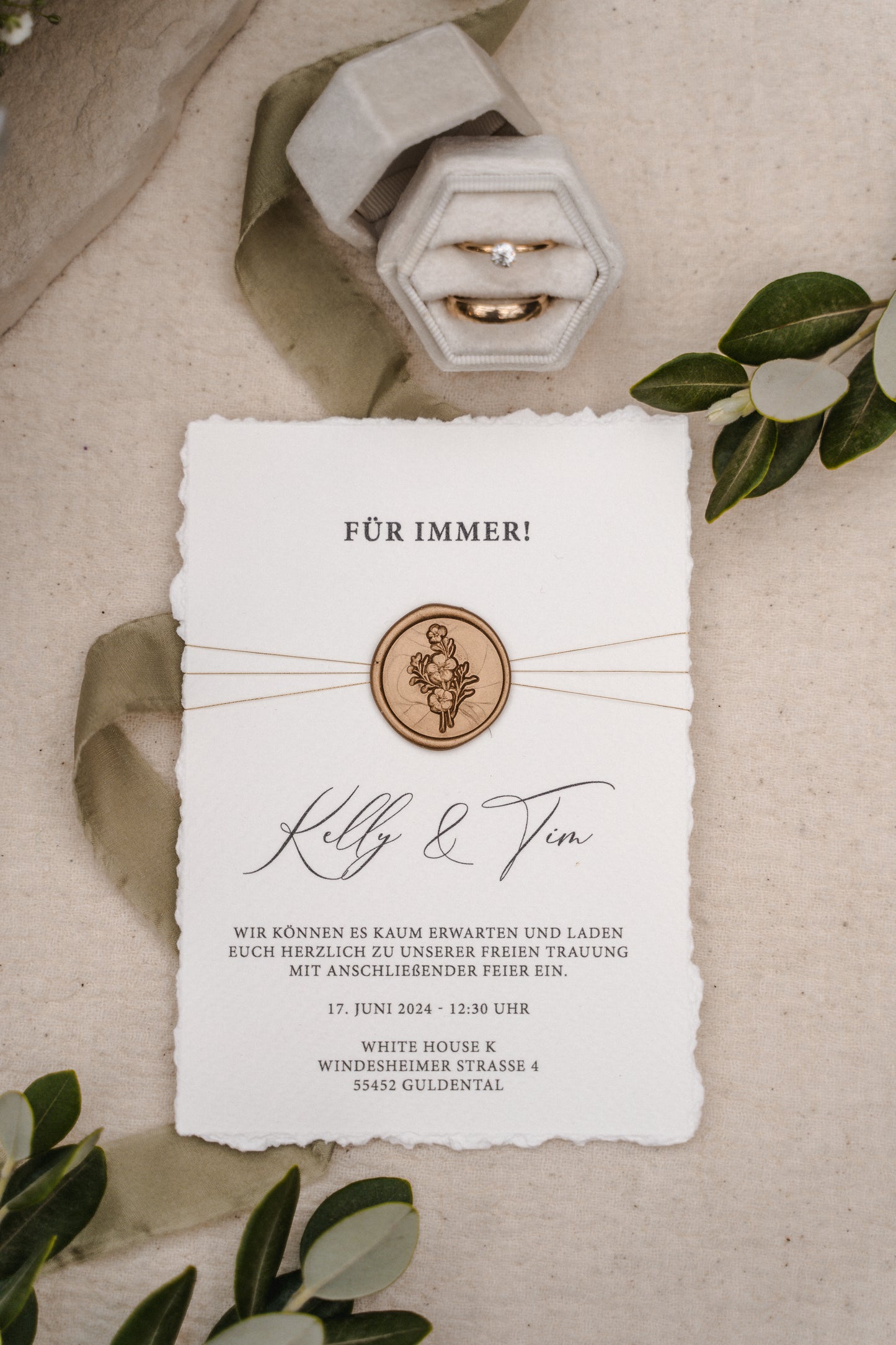 Einladungskarte "Garda" mit Siegel und Schnur