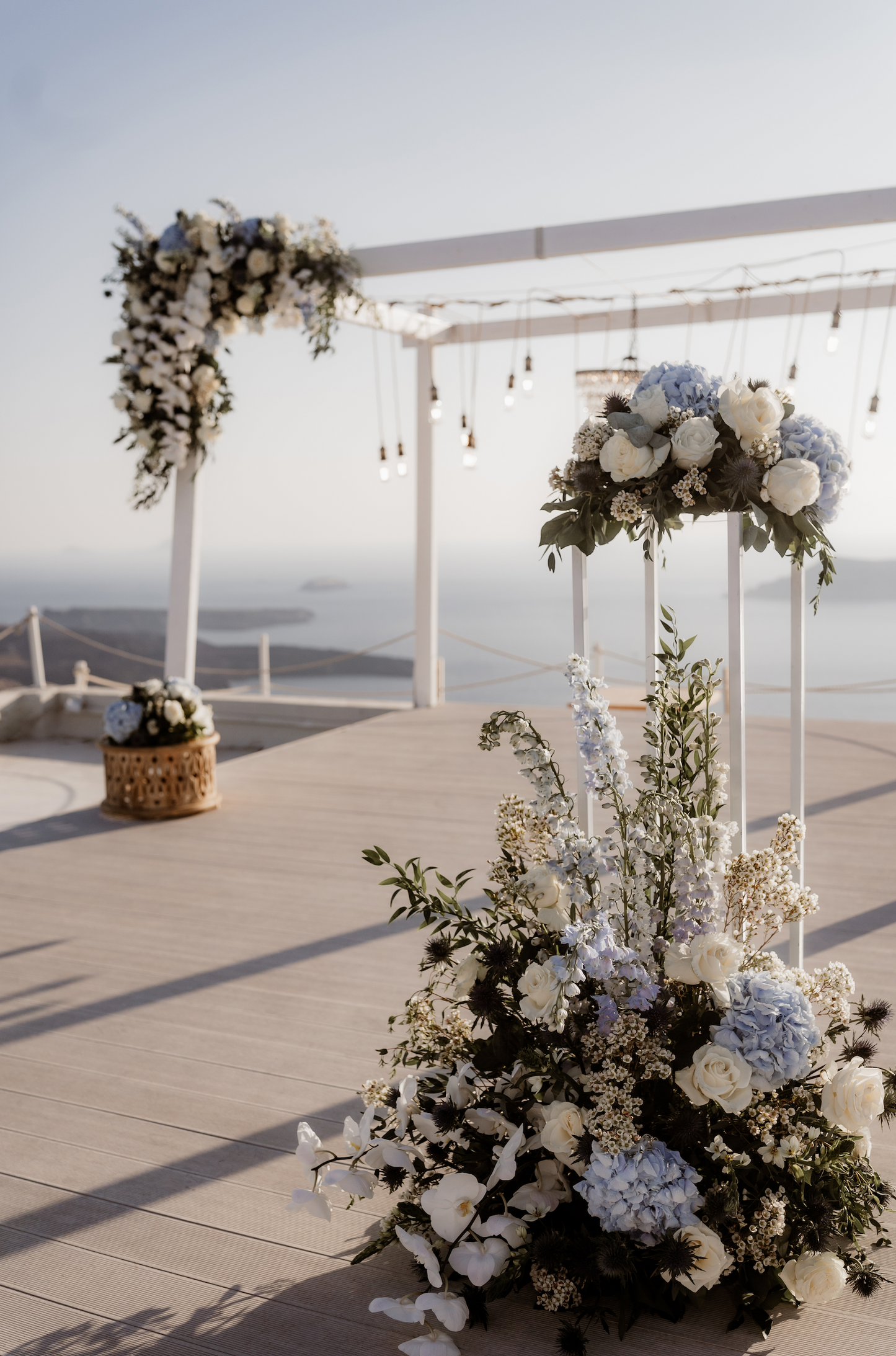 Schön dass du da bist Karte aus der Kollektion "Santorini Sunset" / Gastgeschenkkarte