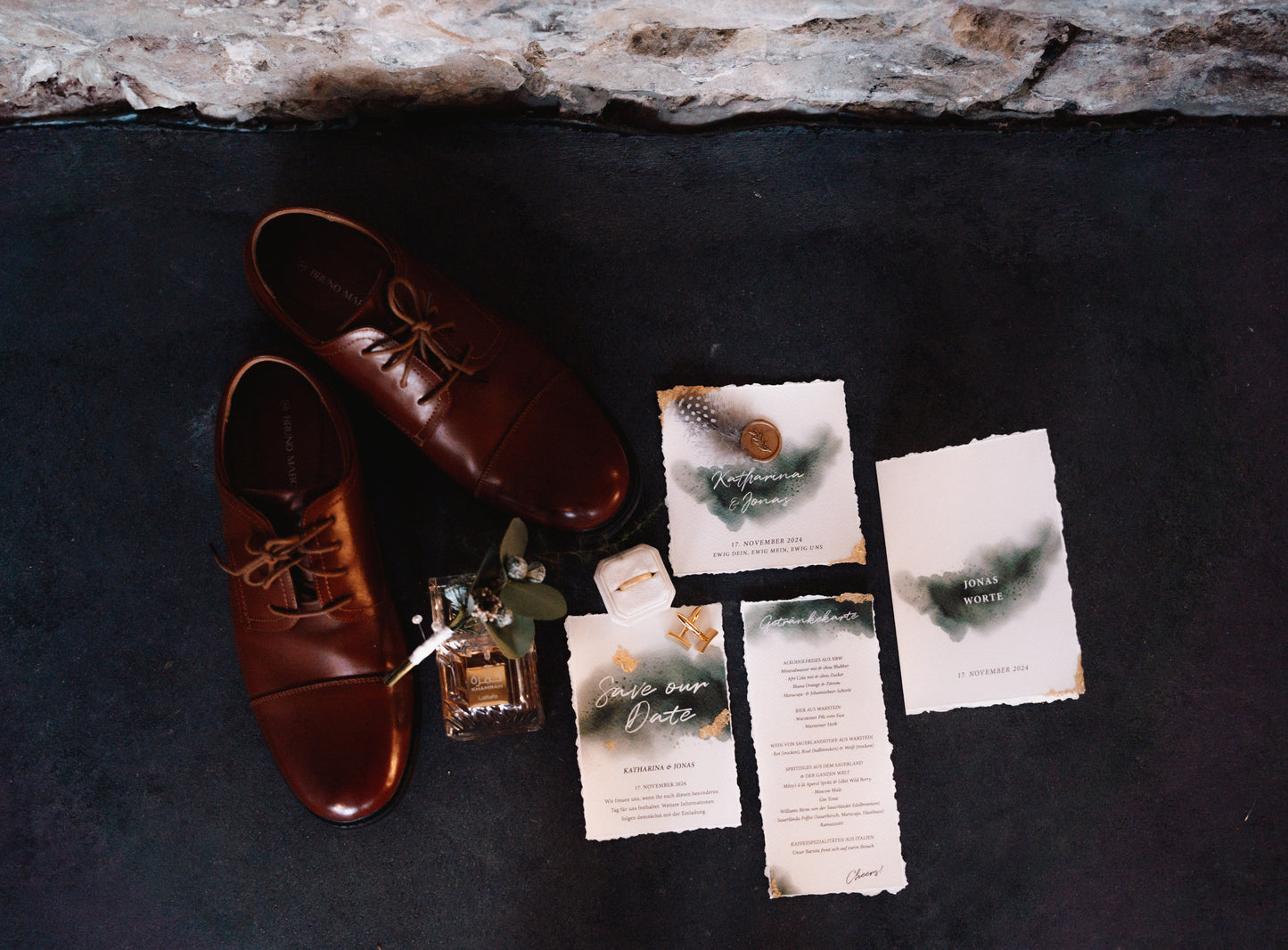 Save the Date Karte - Moosgrünes Aquarell