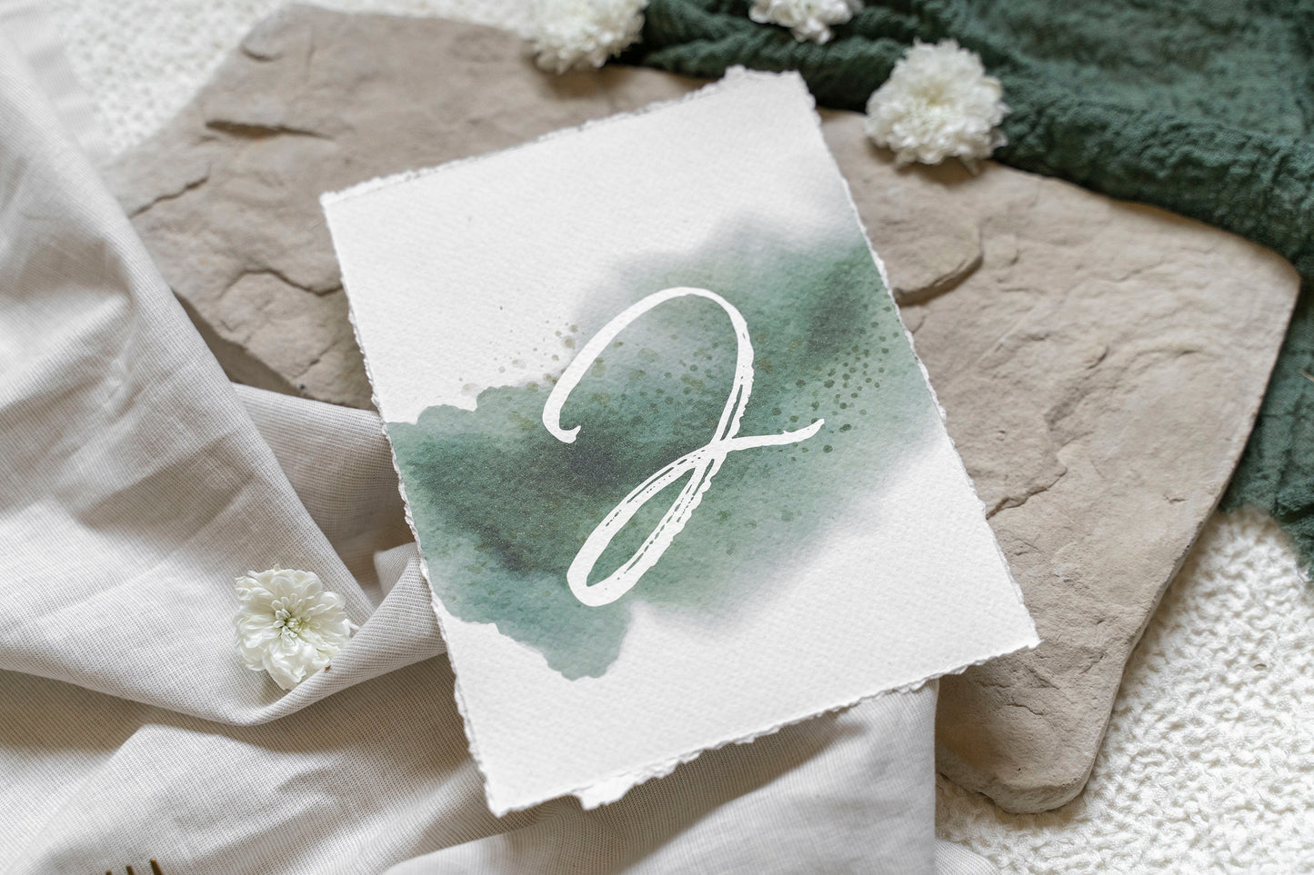Tischnummern "Moosgrünes Aquarell"
