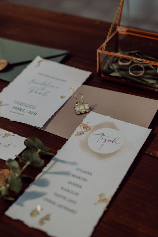 Sitzplankarten / Sitzordnung zur Hochzeit im Design 'Bari'