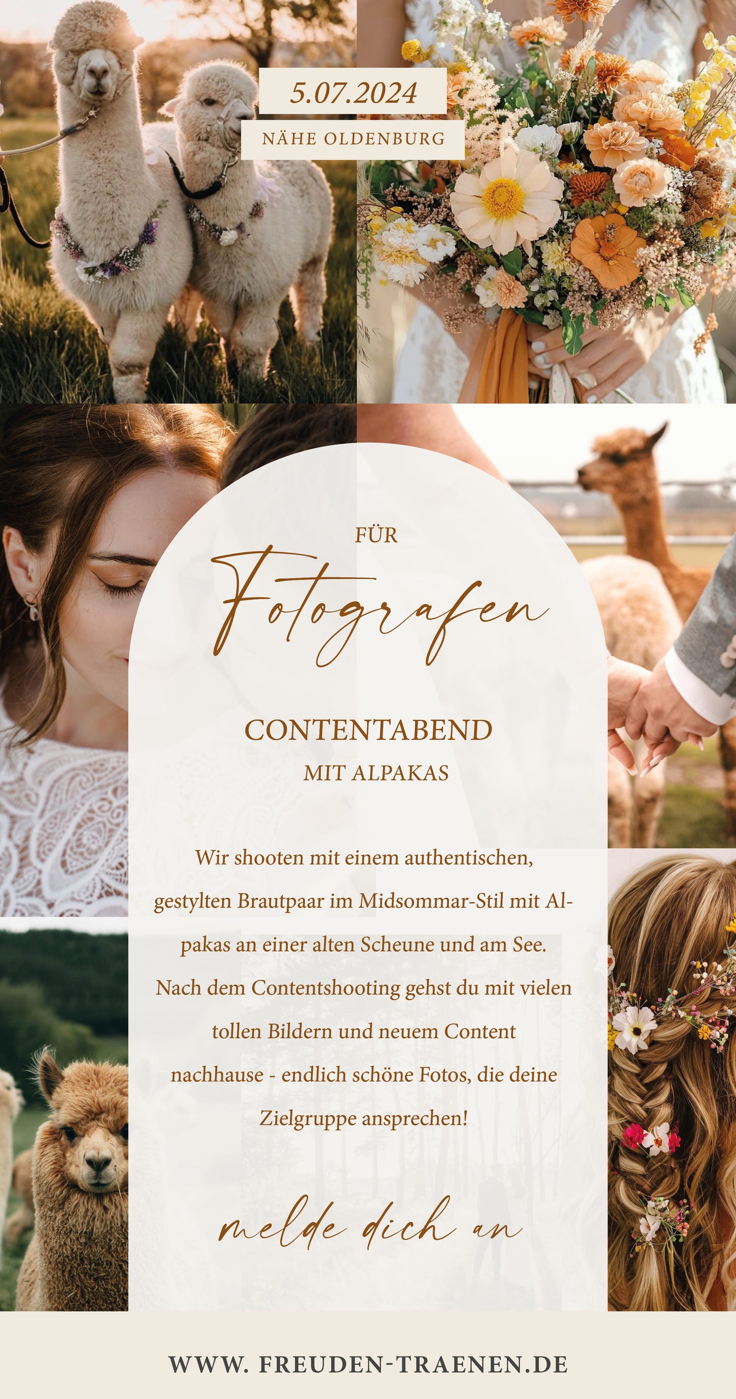 Wedding Contentshooting für Fotografen und Videografen mit Alpakas nähe Oldenburg