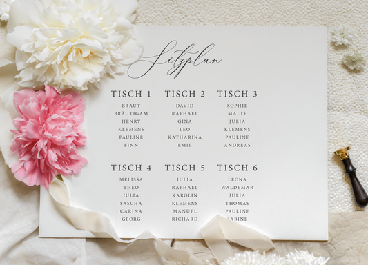 Sitzplan-Schild zur Hochzeit im Design 'Candy Cotton'