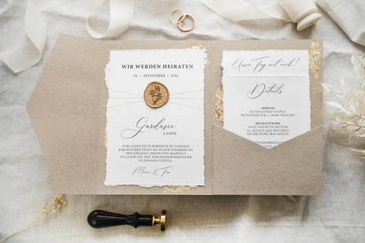 Pocketfoldkarte Serie "Garda" - Hochwertige Hochzeitspapeterie